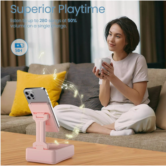 Gift for Women Foldable Cellphone Stand with Bluetooth Speaker Wireless Speak... - Picture 3 of 7